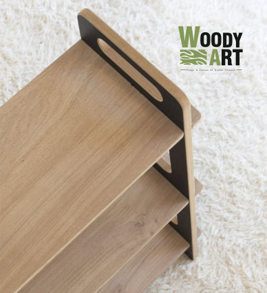 Étagère de Rangement Multi-Niveaux – Design Moderne Bois & Noir