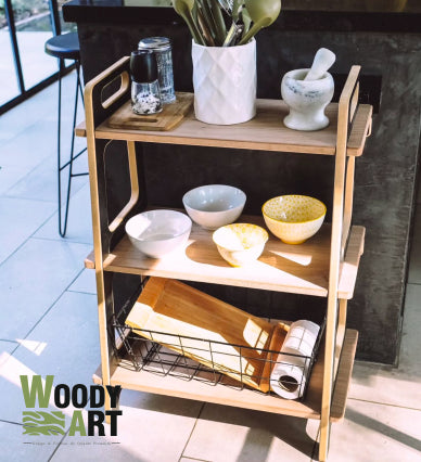 Étagère de Rangement Multi-Niveaux – Design Moderne Bois & Noir