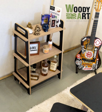Étagère de Rangement Multi-Niveaux – Design Moderne Bois & Noir